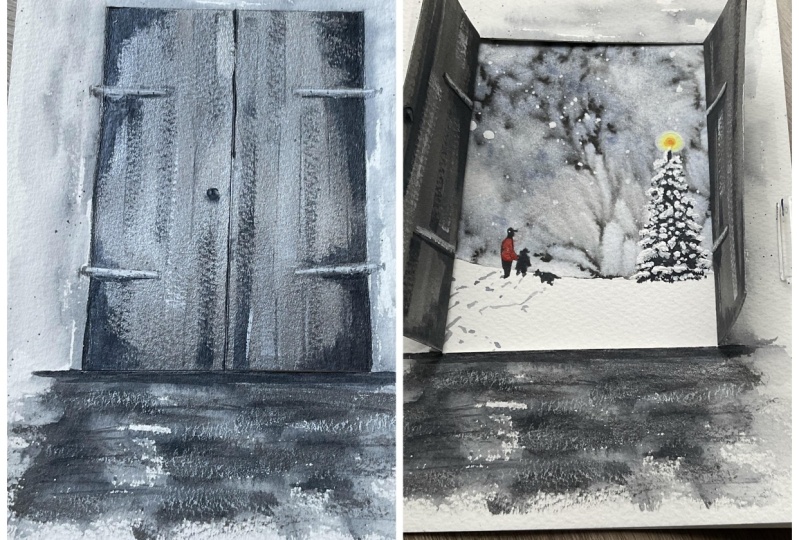 Door flap fun painting