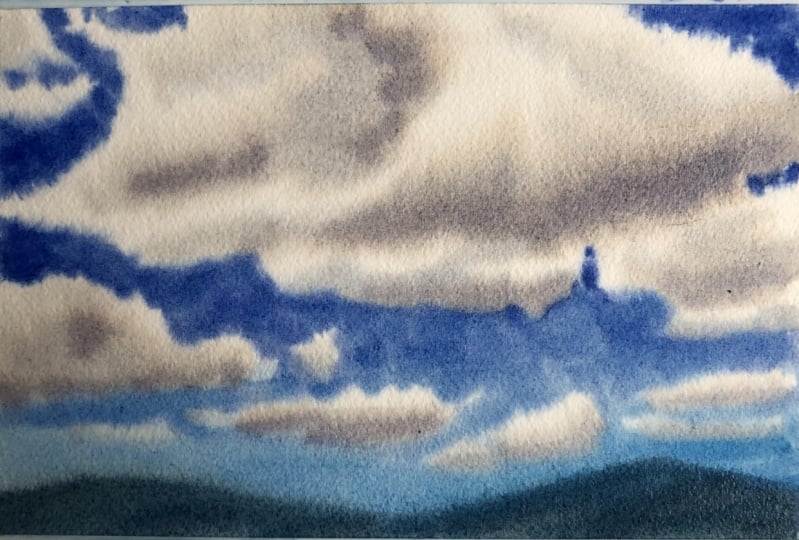 Painting white clouds in watercolour