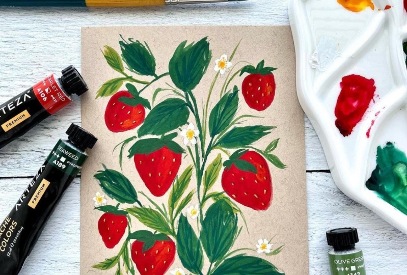 “Gouache for Beginners: Create Your Own Vintage Fruit Postcard” Class