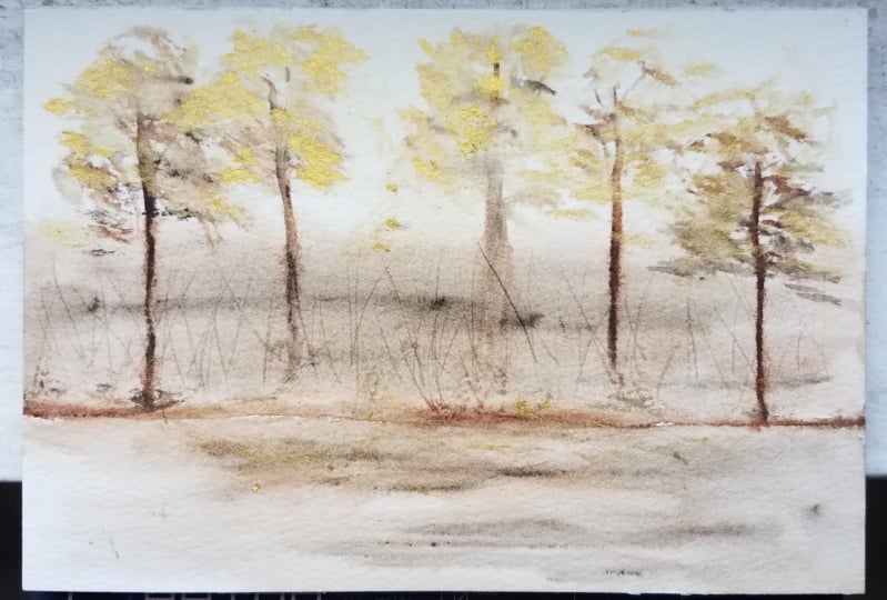 Trees with gold glaze