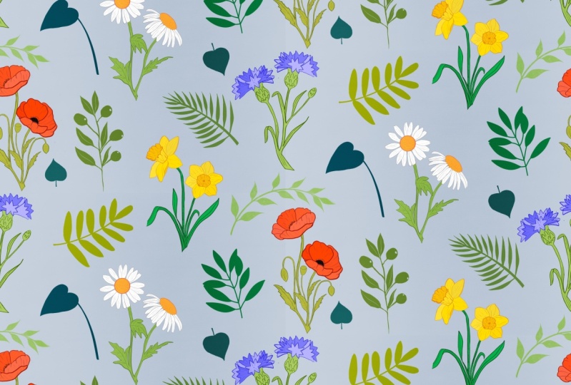 Half drop repeat floral pattern