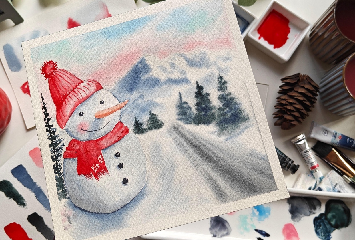 holiday card with AI-generated image as reference - student project