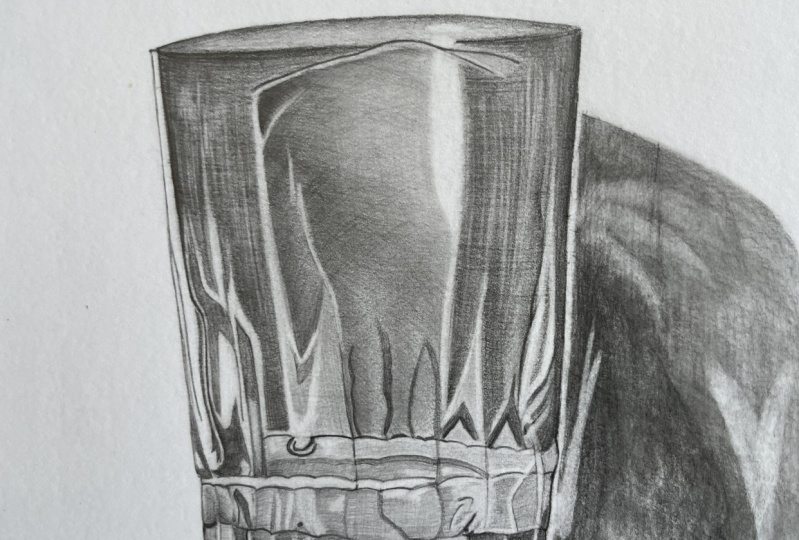 Still life drawings using cross hatching