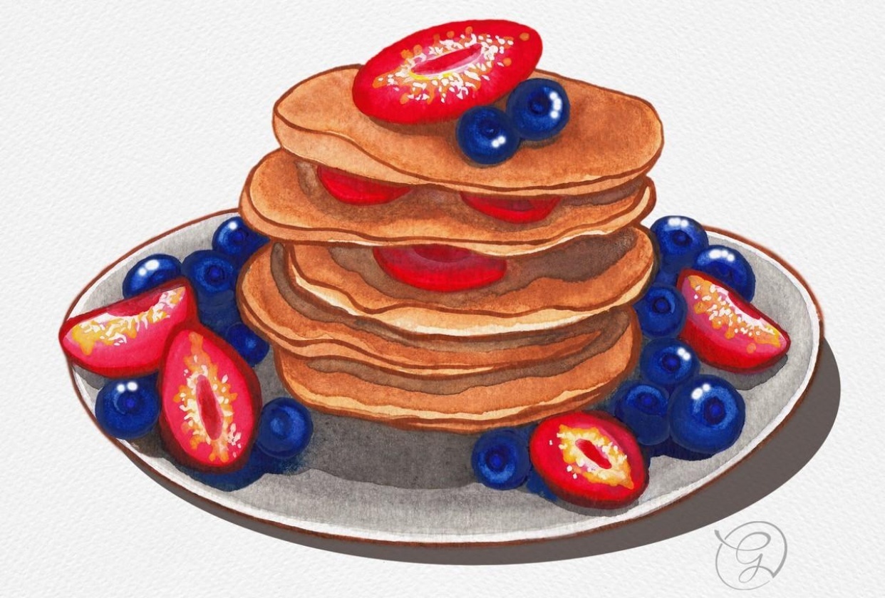 Pancakes in Watercolor - student project