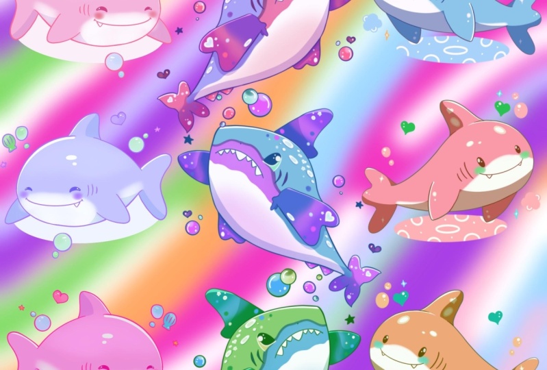 Colorful sharks