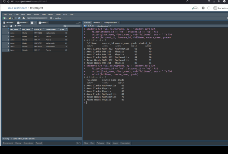 R Project : JOIN, SELECT, FILTER
