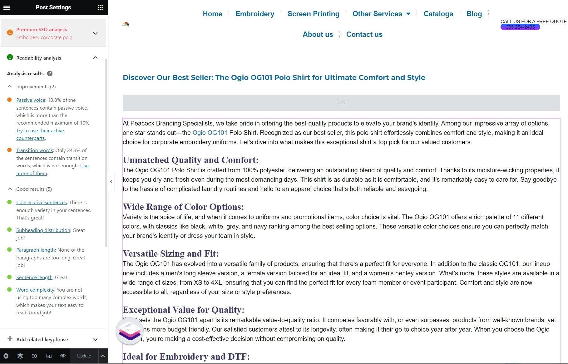 SEO for keyword: Corporate embroidery polo - student project
