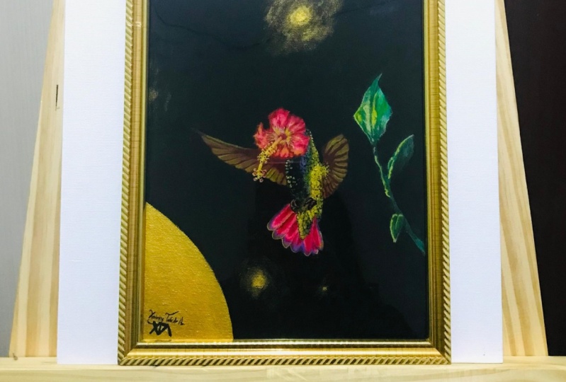 Cuadro de resina e ilustración con acrílico