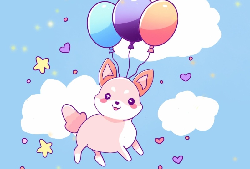 Doggie with balloons