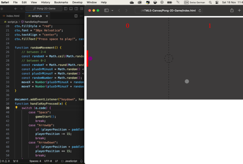 Pong-2D-Game with HTML Canvas