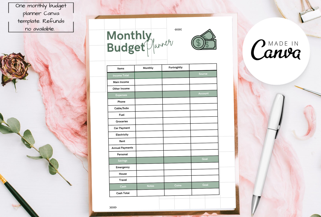 Monthly Budget Planner Template (Canva) - student project