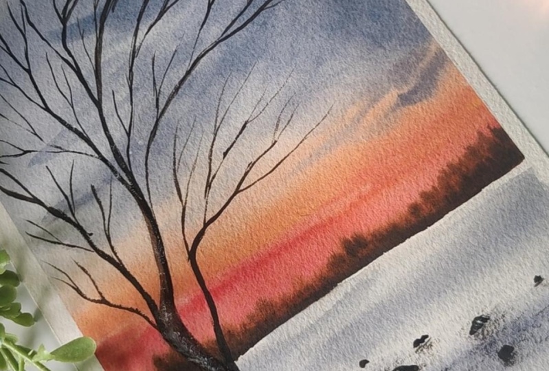 Water colour sunset