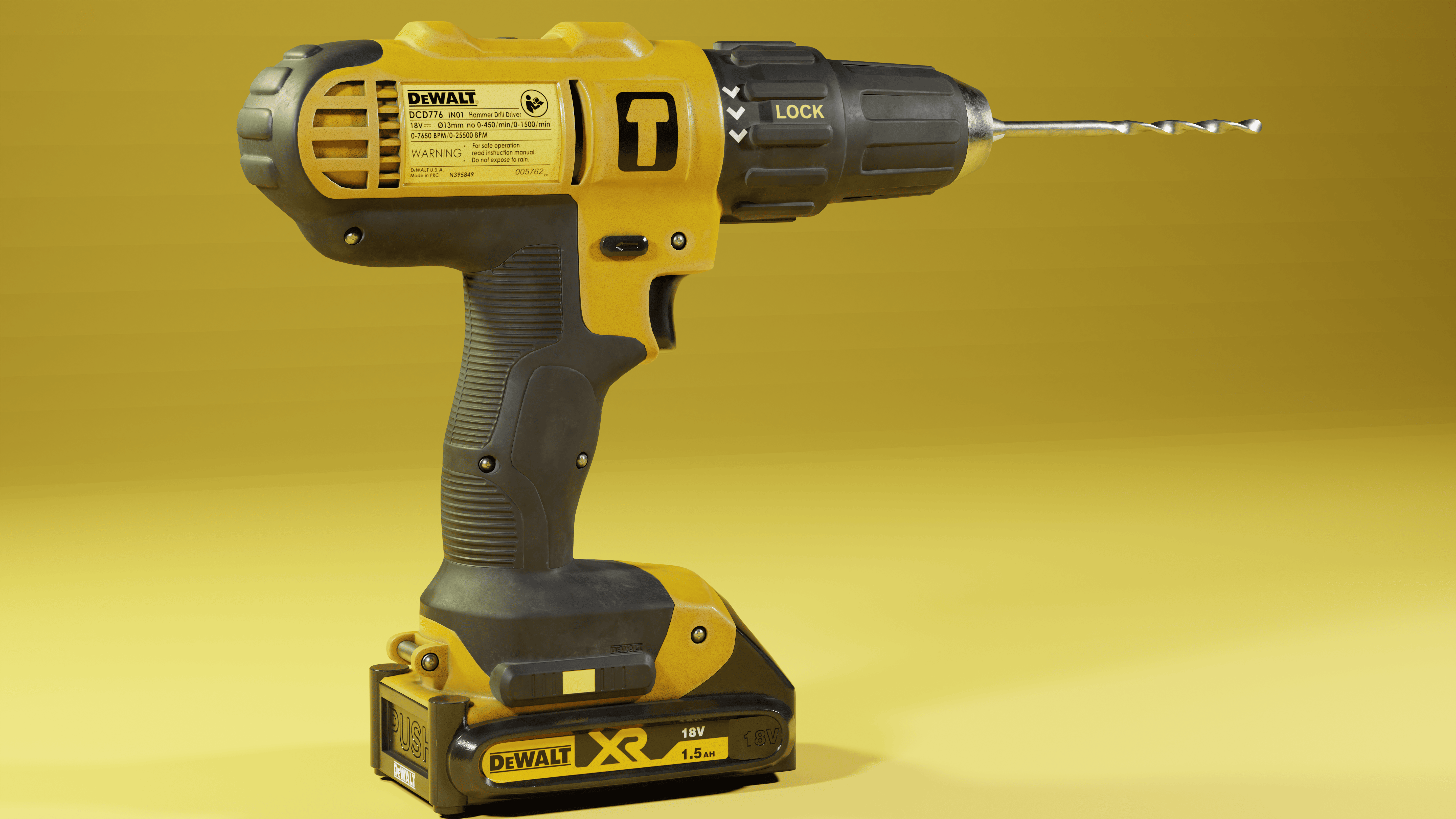 Textured Drill, Fire Extinguisher and Table in Substance Painter