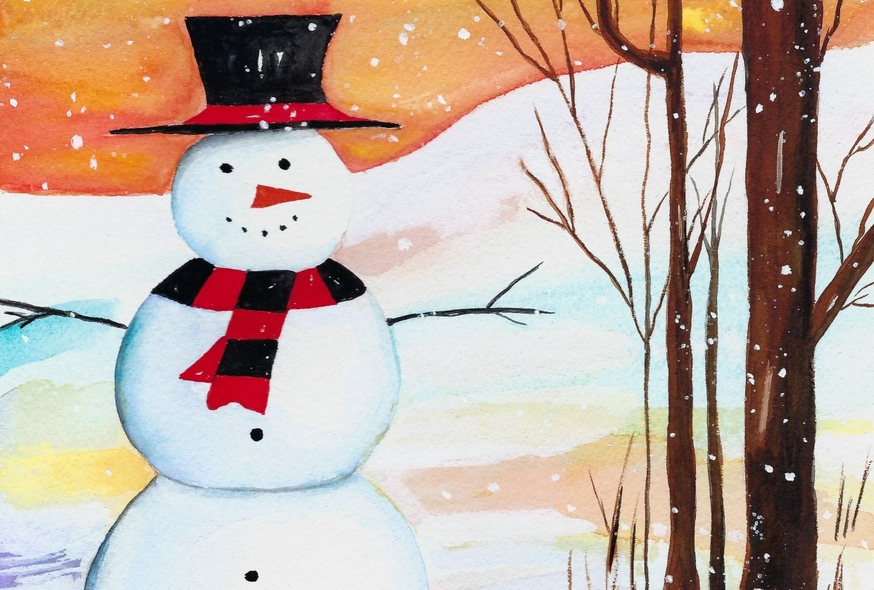 Paisaje de muñeco de nieve de invierno: pintura de Navidad fácil | Alifya  P. Tarwala | Skillshare, image size:1242x839