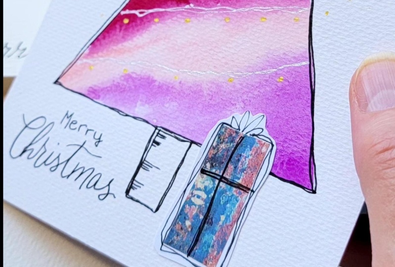 Watercolor Tree and Gift