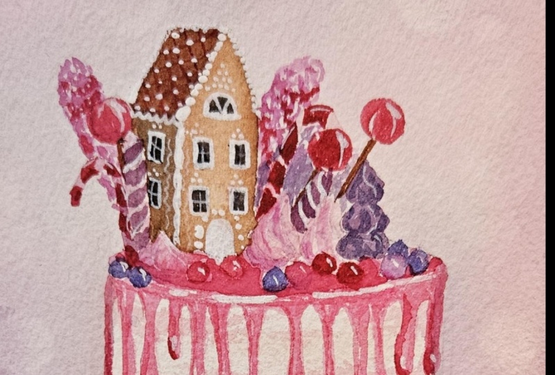 How to paint Christmas Gingerbread Cake
