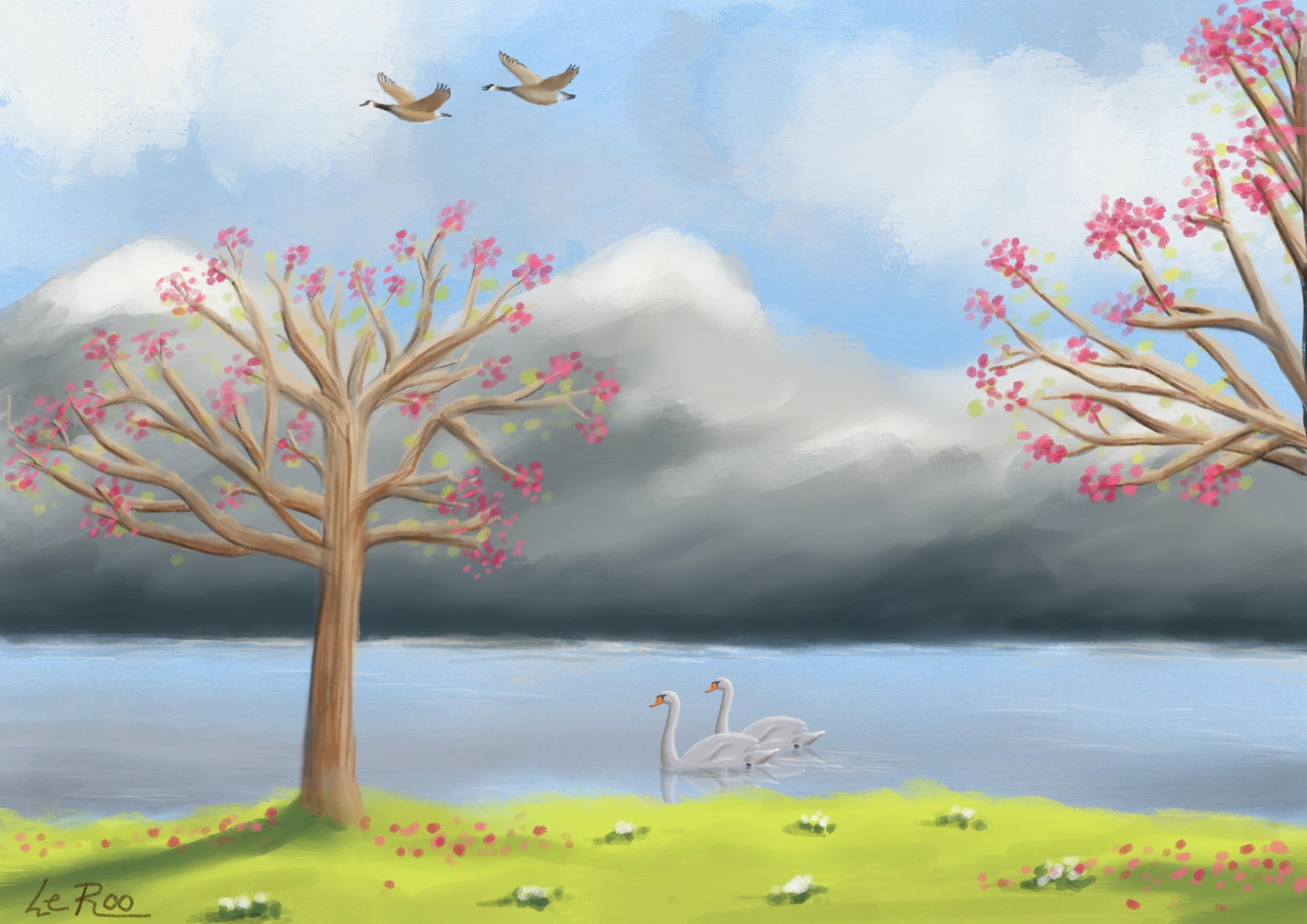 Spring scene - student project