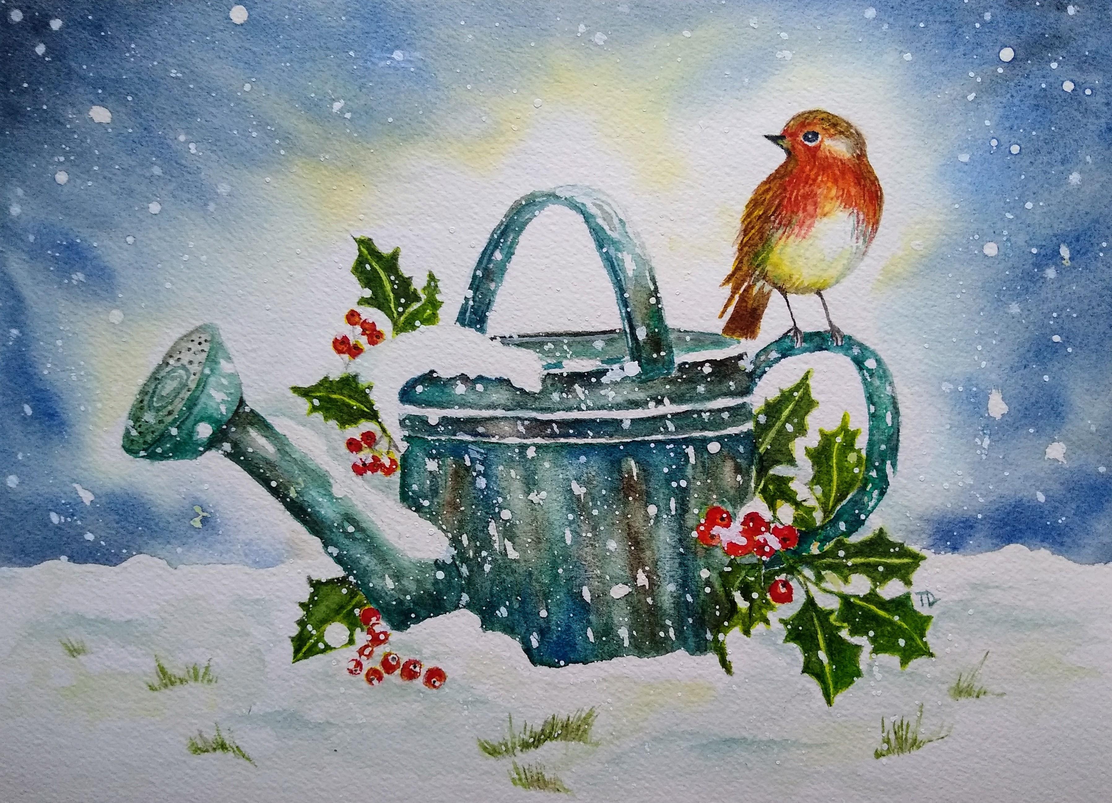 Robin in Snow - student project