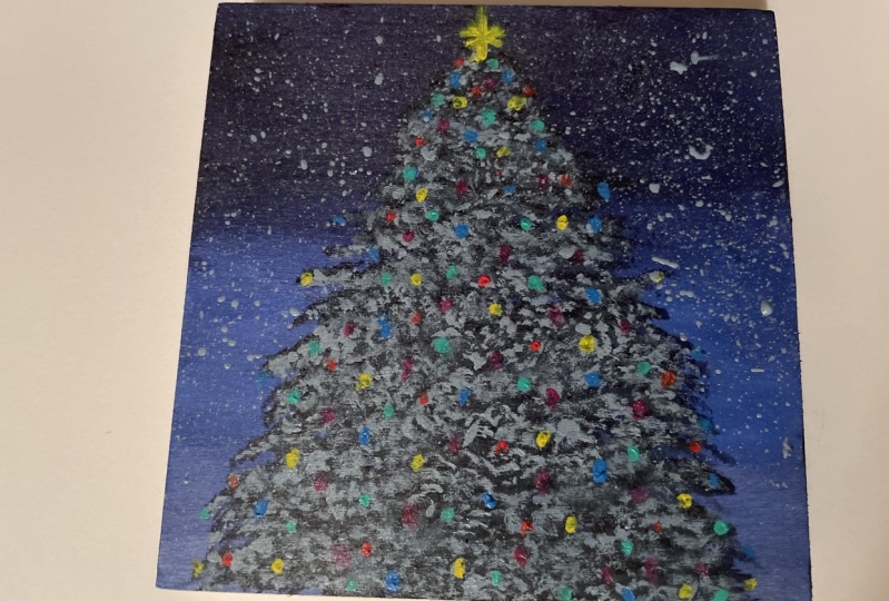 Christmas tree in acrylics