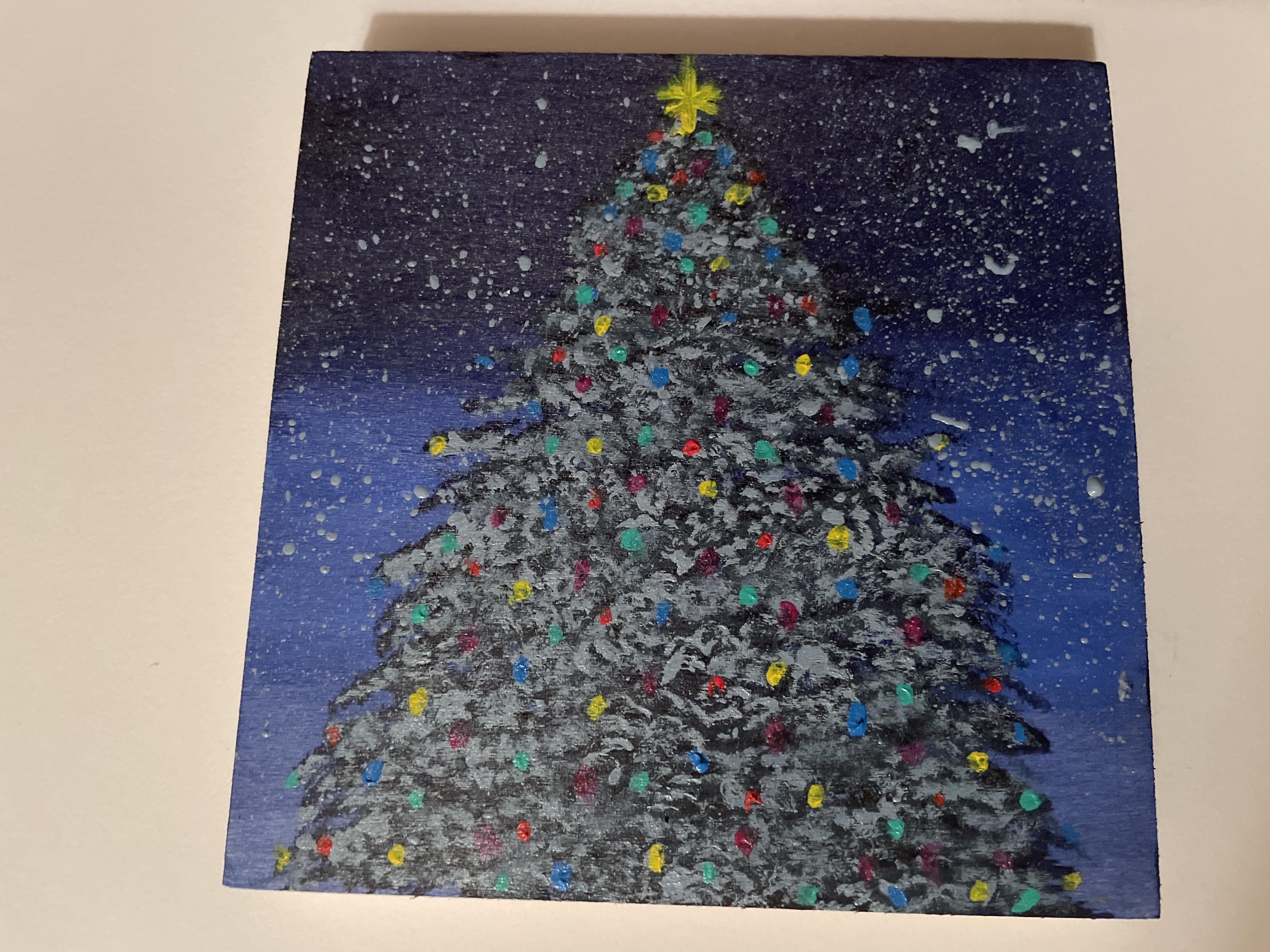 Christmas tree in acrylics - student project