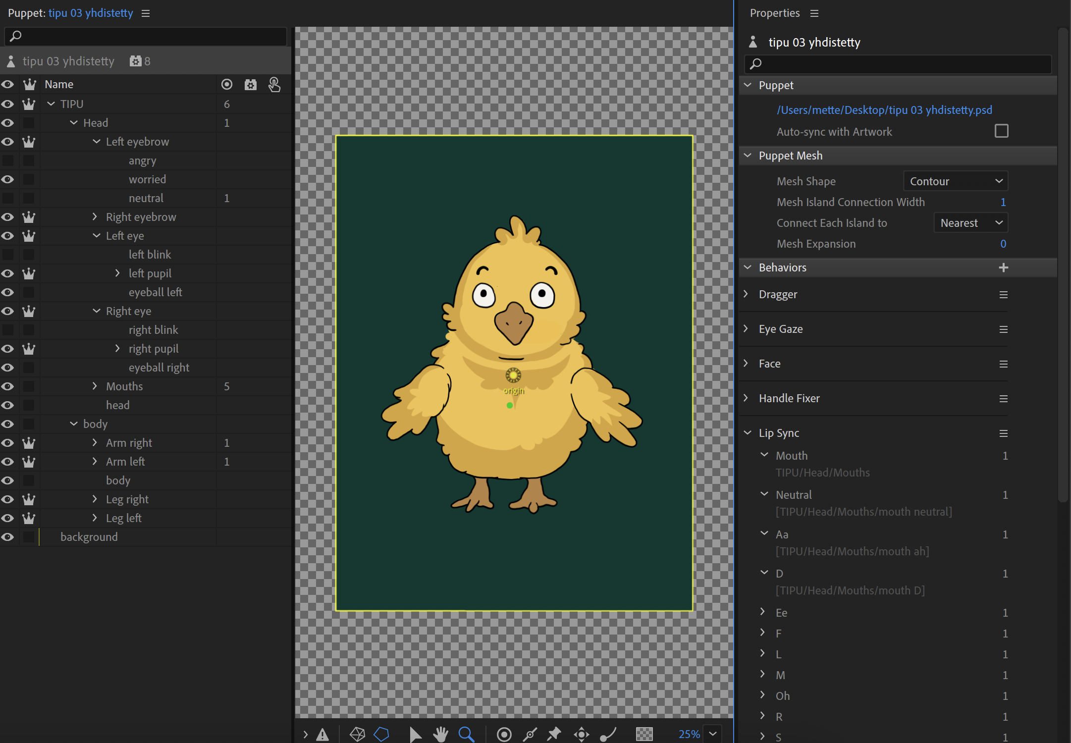 Character rigging - student project