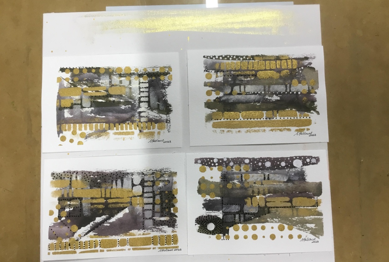 Mixed media abstract landscapes - student project