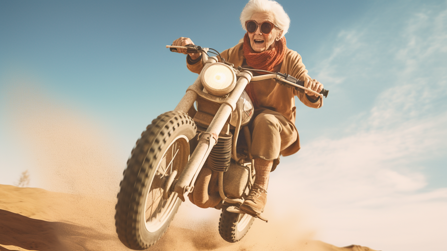 Granny riding a Trial Bike - student project