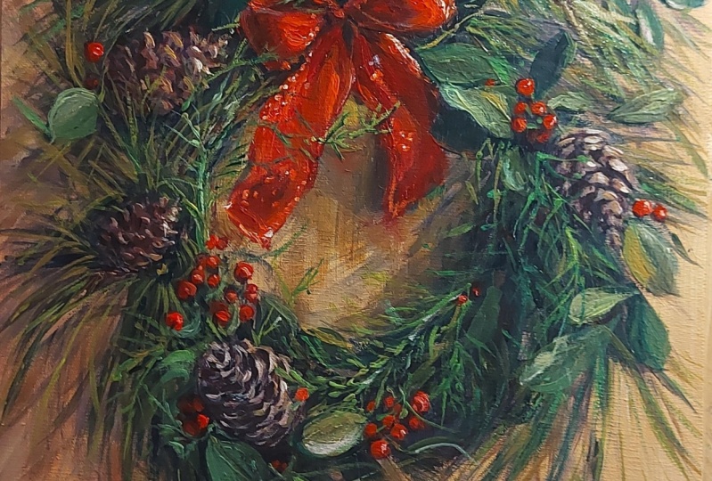 Beginning Acrylics: Christmas Wreath Decor