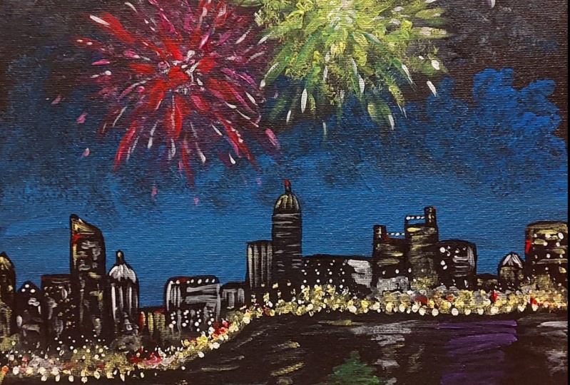Fireworks in acrylic