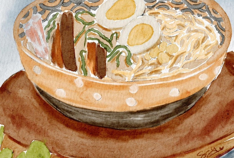 Ramen Food Illustration - Watercolor in Procreate