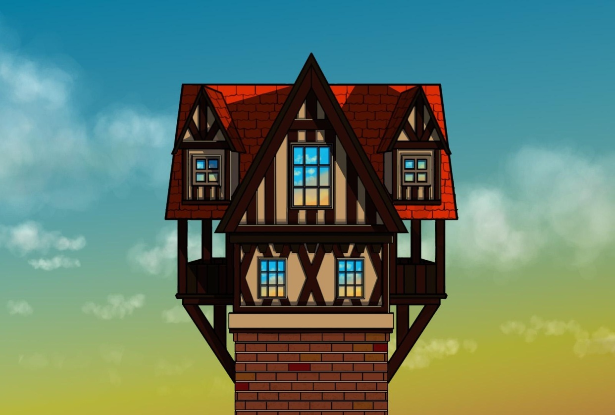 House at sunset and midday - student project