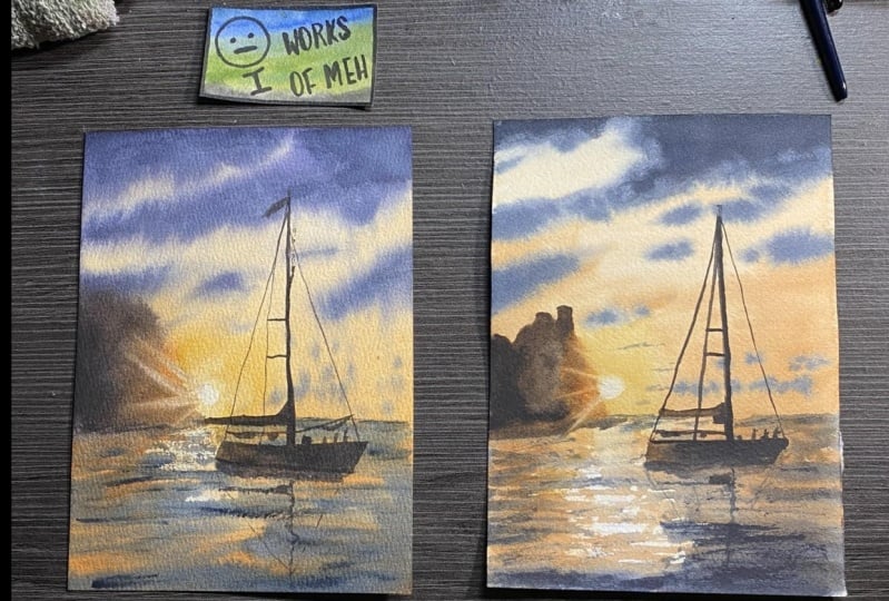 Paint Glowing Light: Sunset and Sailboat in Watercolor