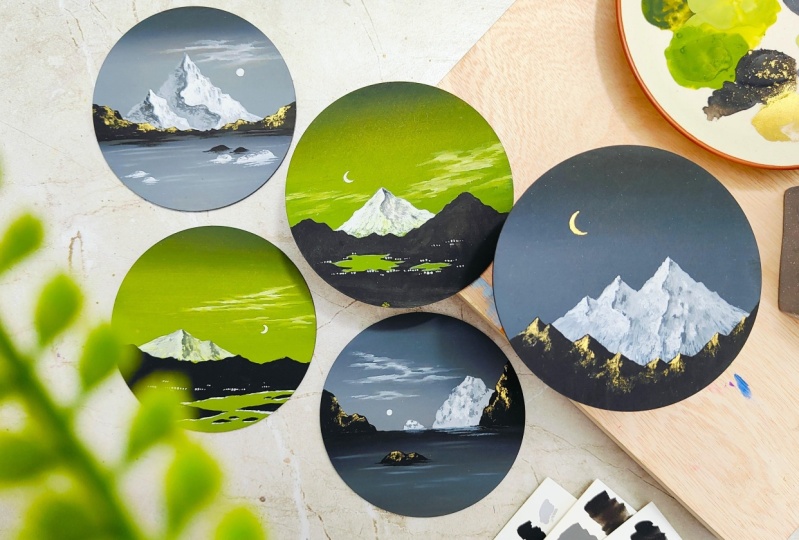 Elegant Gouache Coasters