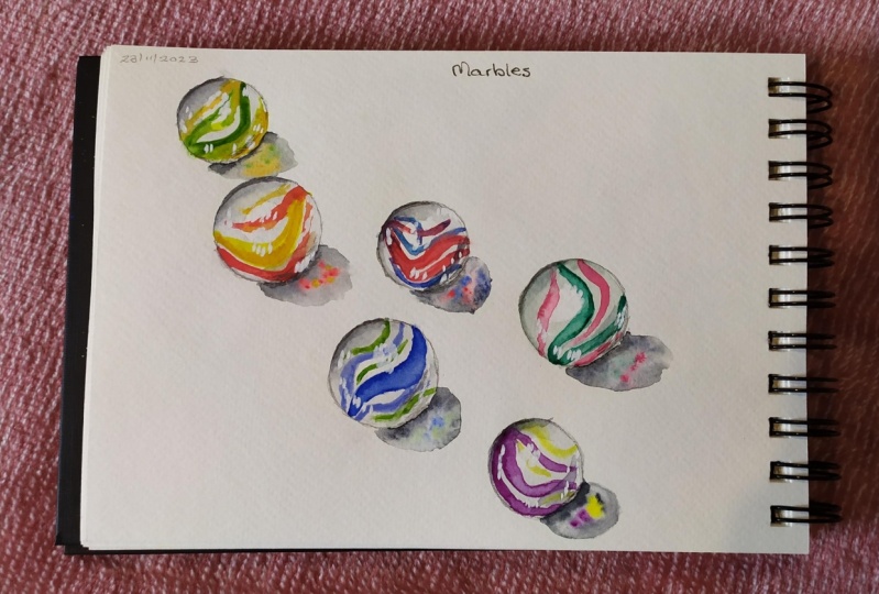 Watercolor glass marbles