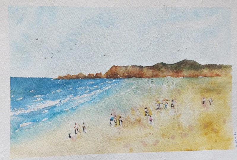 Beach Landscape - watercolor