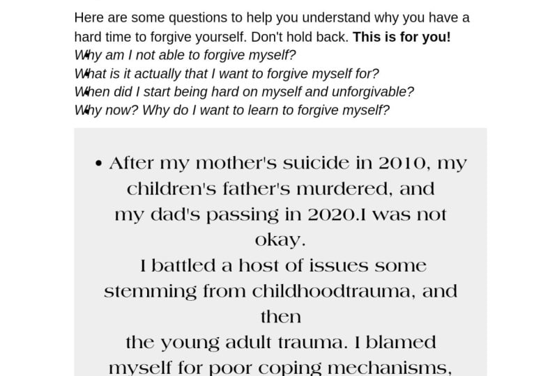 Beginning of Forgiving Yourself Blueprint