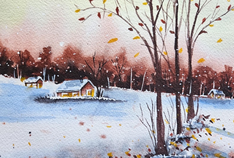 Easy Winter Landscape Painting With Watercolors