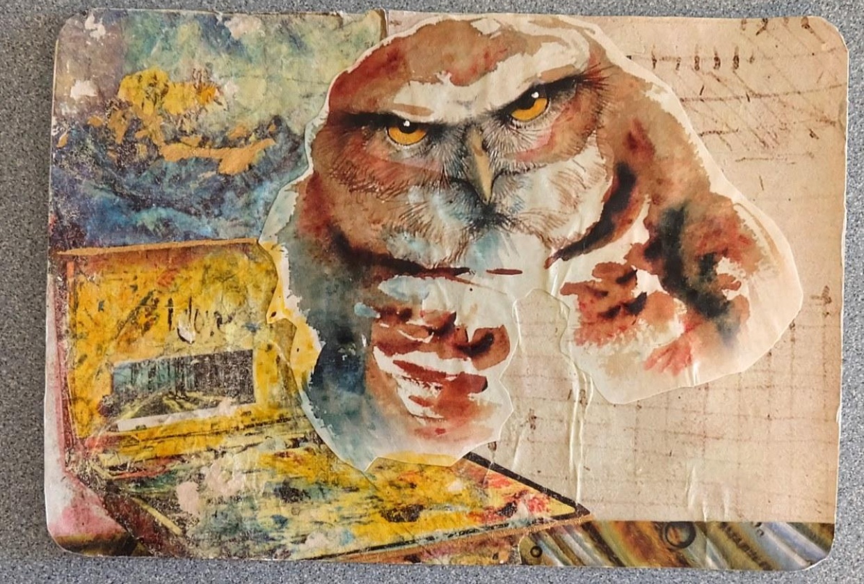 Collage art using found papers - student project