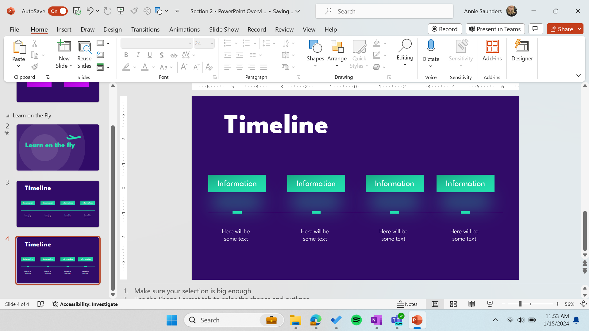 Timeline, Section 2: PowerPoint Overview - student project