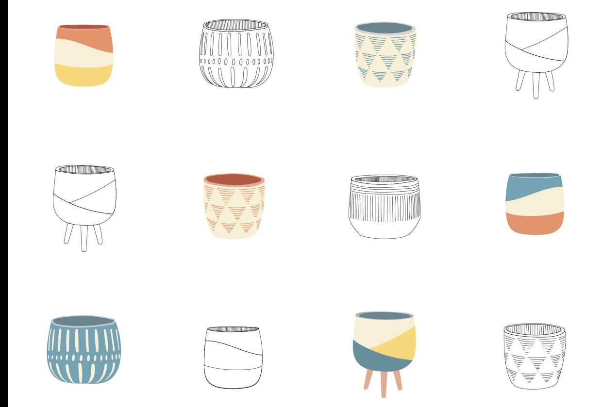 Ceramic Pots Pattern Project - student project