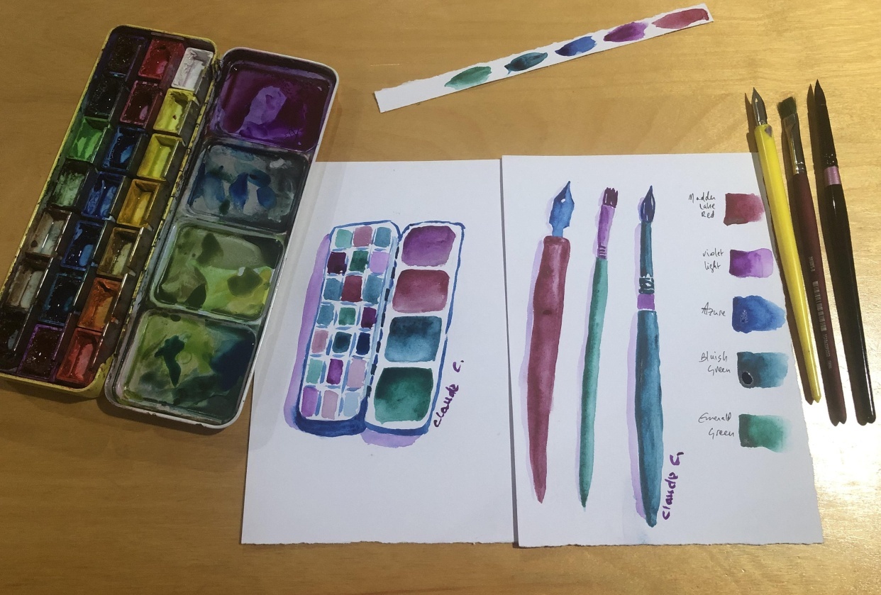 My art supplies in limited color palette - student project