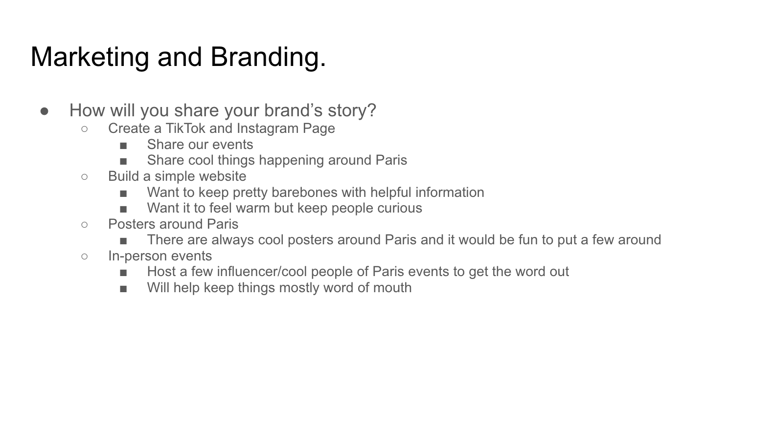 Paris Events Studio & Social Club - student project