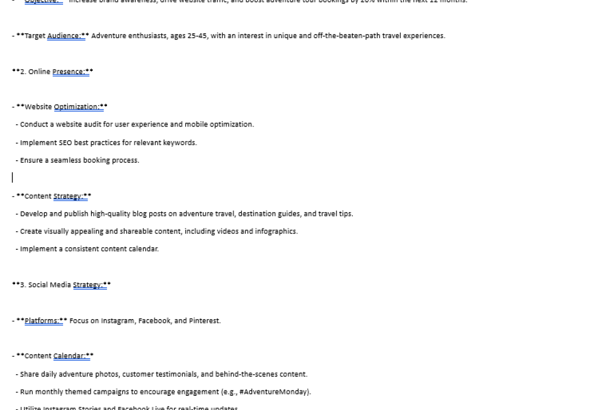 Plan Marketing for a travel agency - student project