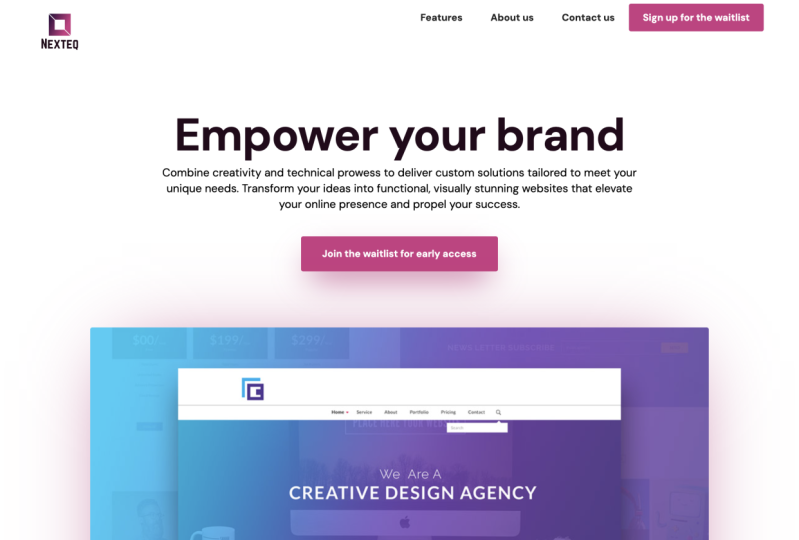 Home Page For a Company Called Nexteq