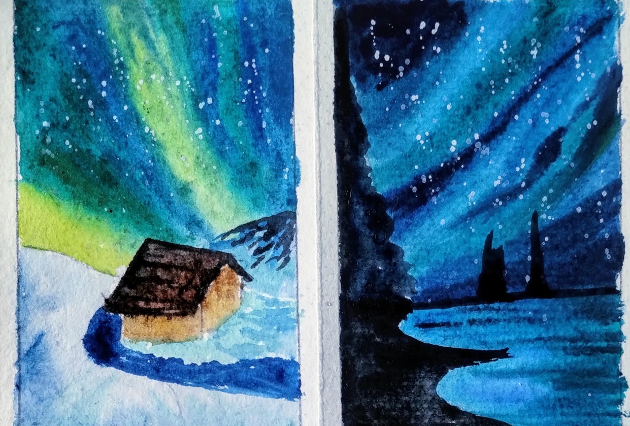 15 days Northern lights painting with swathi - student project