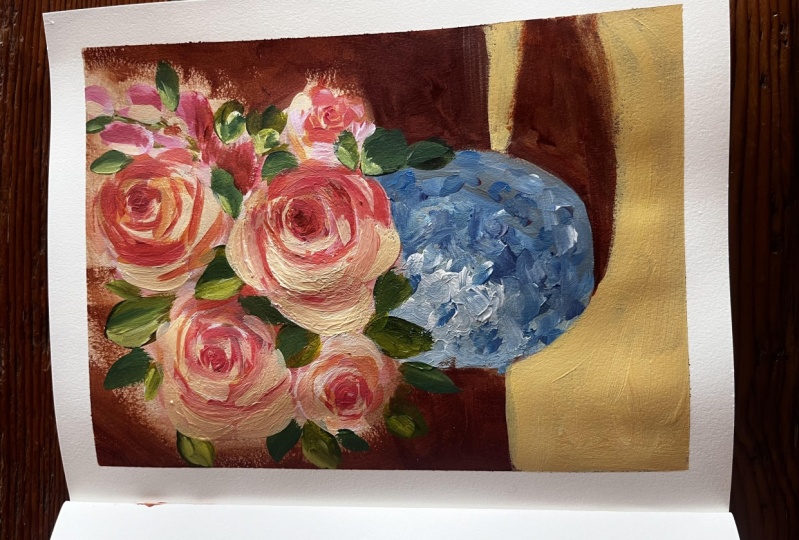 My first acrylic floral piece. Very happy with the results!