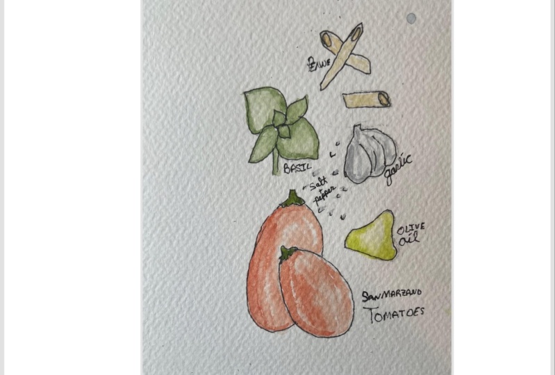 Watercolor Pasta Recipe Card