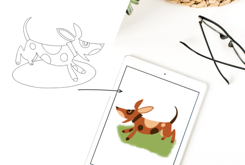 Ein süsser Hund - von Skizze zur IPad Zeichnung