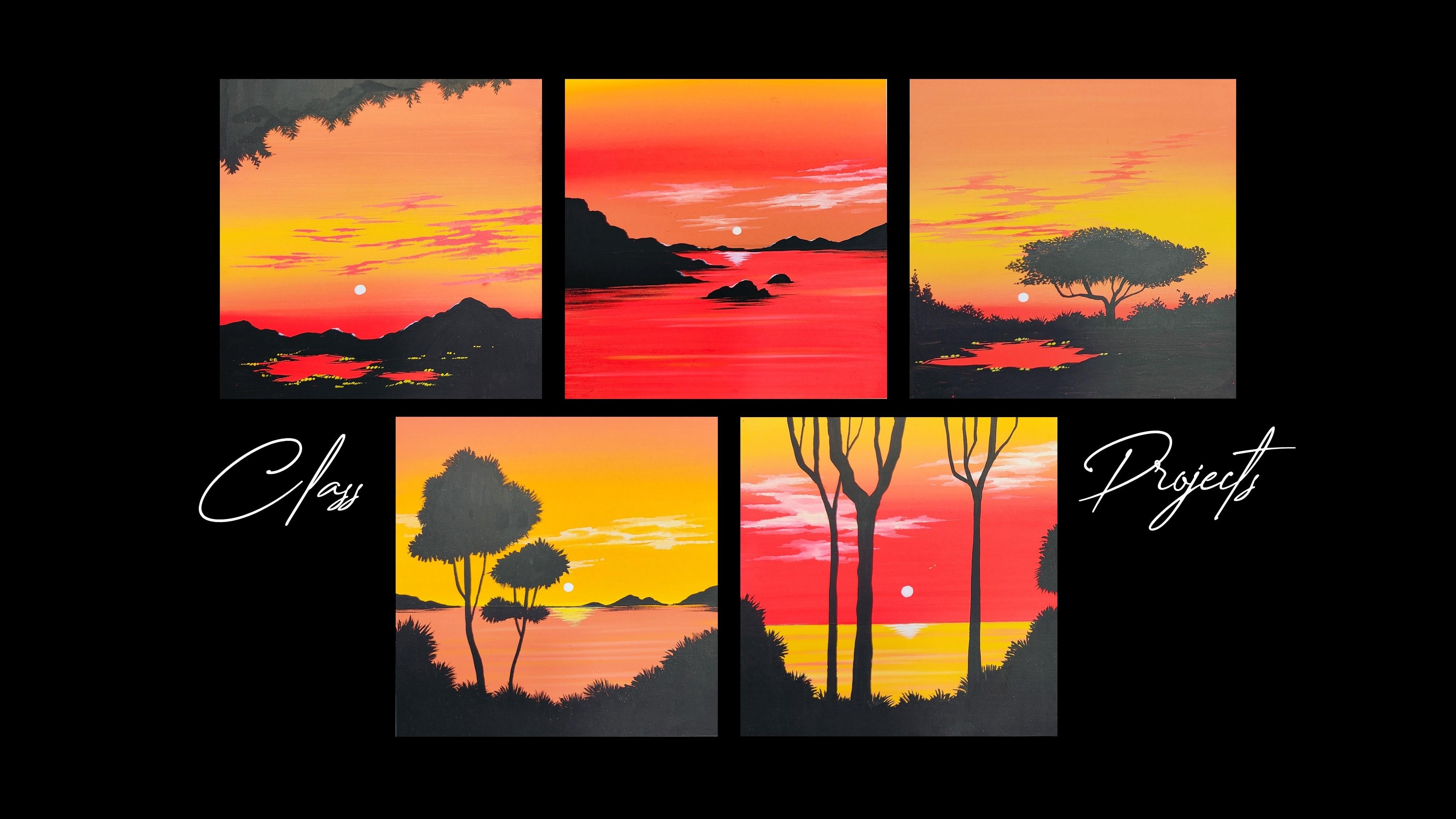 5 Days of Therapeutic Sunset Paintings - student project