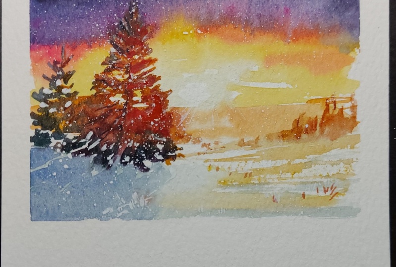 Winter Polaroids: Simple Watercolor Landscapes for Beginners